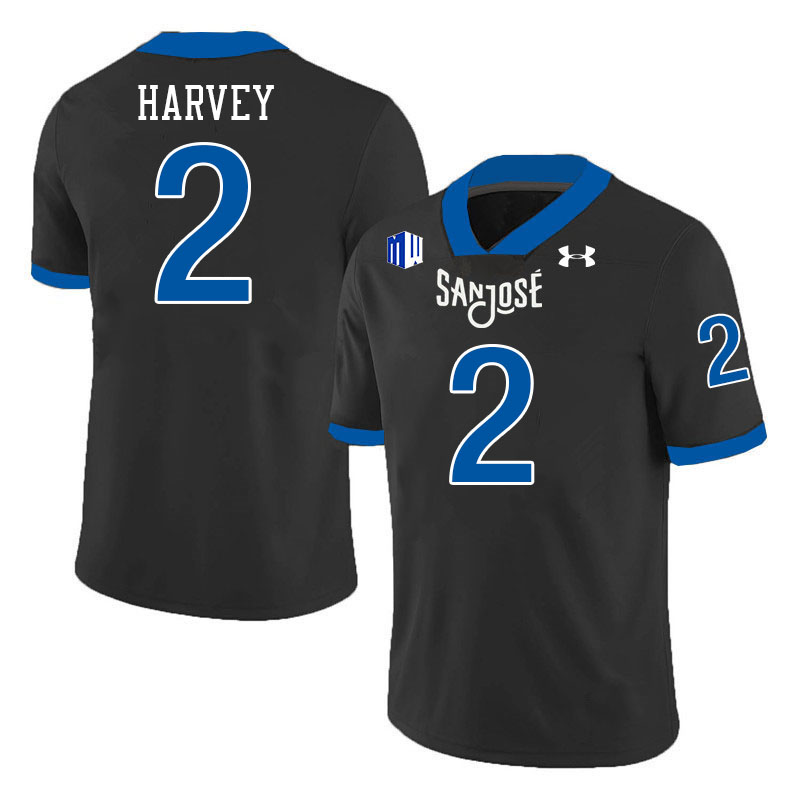 #2 DJ Harvey SJSU Jersey,San Jose State Spartans Football Jersey College Uniforms-Black